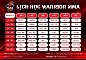 Lịch học các lớp võ thuật